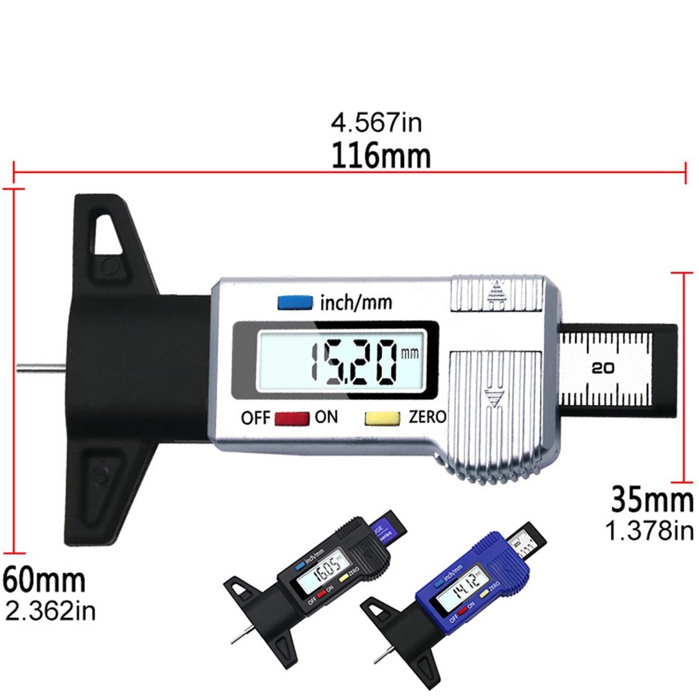 Car Tyre Tire Tread Depth Gauge Meter Measurer Tool Caliper Thickness Gauges Tread Brake Pad Shoe Tire Monitoring System