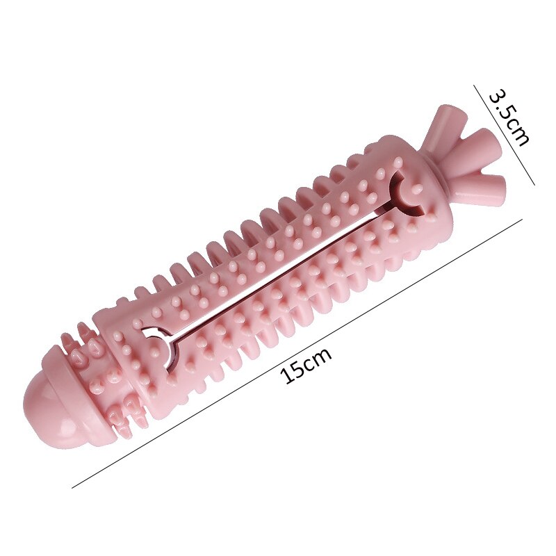 Dog Chew Toy Puppy Dog Training Puzzle Leaking Food Dog Toys Interactive Dog Toothbrush Tooth Cleaning Stick Dog Supplies: Pink 2