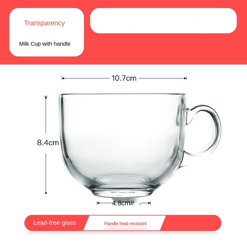 Glass Phnom Penh Oatmeal Breakfast Tempered Glass Milk Cup Breakfast Cup Oatmeal Cup Transparent Tea Cup Coffee Cup: A