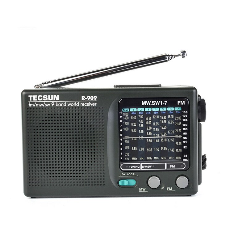 Nieuw Tecsun R-909 R909 Radio Fm/Mw/Sw 9 Band Woord Ontvanger Draagbare Radio Tecsun R909 Stereo radio Handig Radio: Default Title