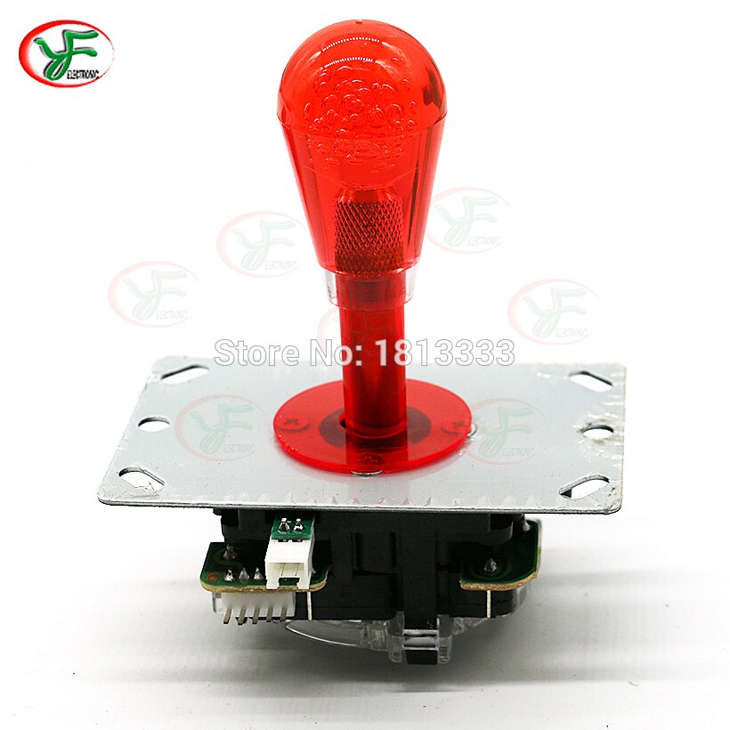 Led Licht Joystick 5V Led Verlichte Glitter Fighters Stok Duurzaam Kopie Sanwa Rocker Met Clear Bat Top Bal Arcade joystick: Rood