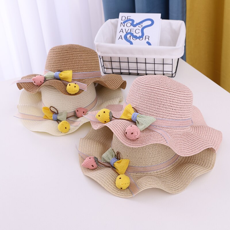 Gorro para el sol niña transpirable de verano sombreros de paja lindo flores dulce princesa sombrero niño protección UV para playa sombrero niños sombreros de 2-6 años