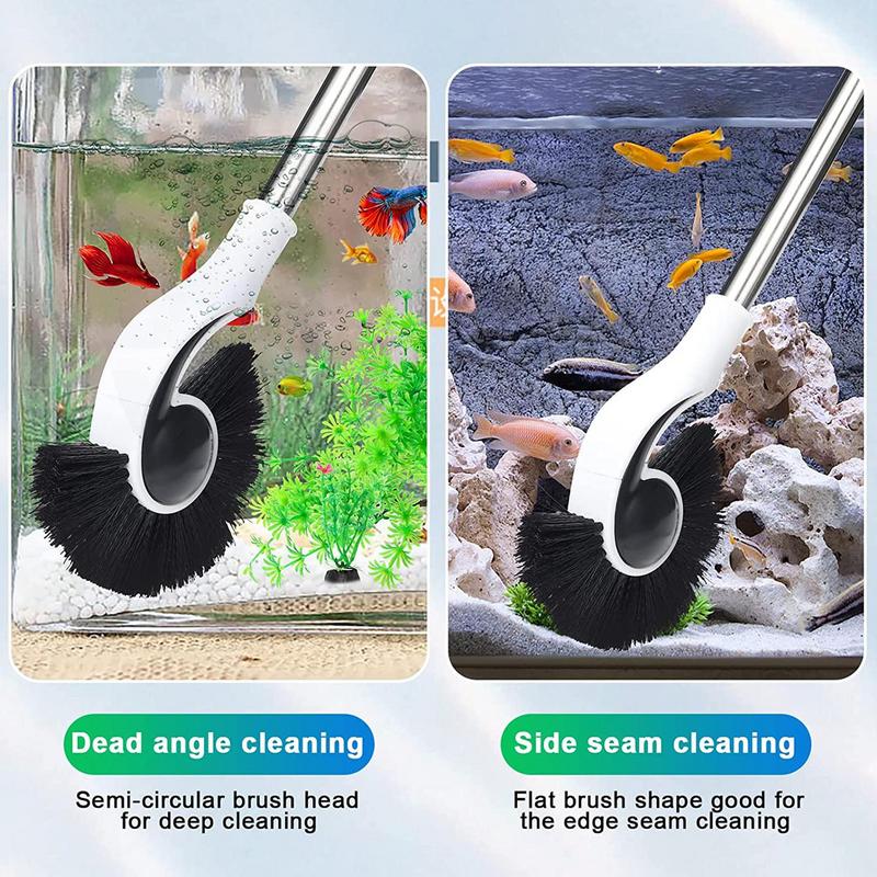 Rengjøringsverktøy for fisketanker, langt skaft, skrubber for fisketanker, akvariebørste, rengjøringsmiddel for glassakvarier og kjøkken