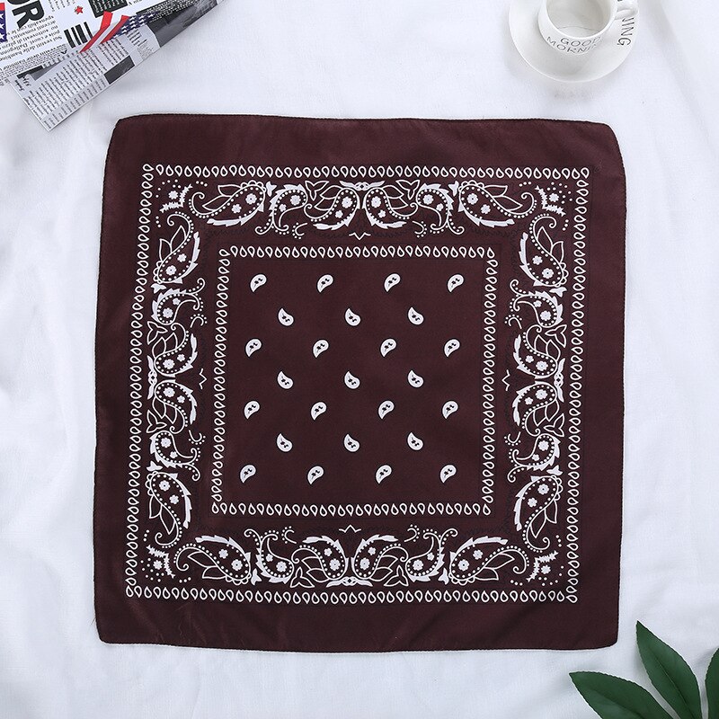 Bandana fazzoletto Unisex Hip Hop nero Paisley collo sciarpa sport copricapo polso avvolge testa sciarpe quadrate stampa fazzoletto: Brown