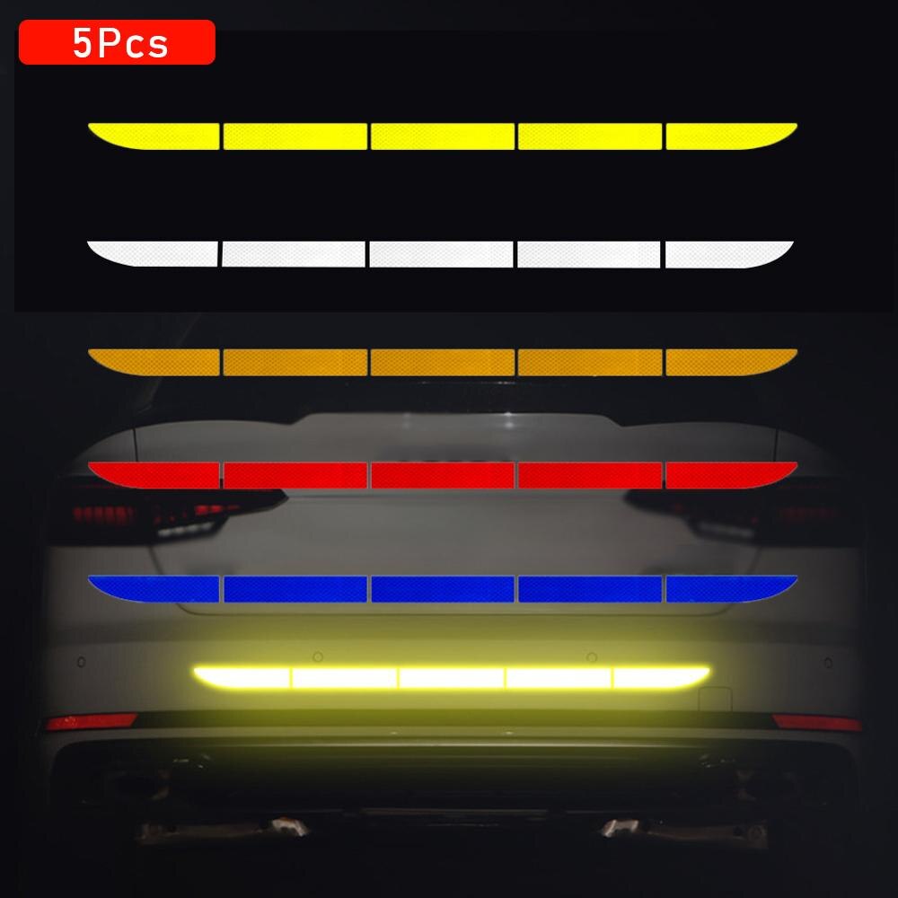 5pcs Anti-collision Car Reflective Sticker Auto Trunk Warning Strip Nano Tape For Driving Safety Luminous Car-styling Tapes