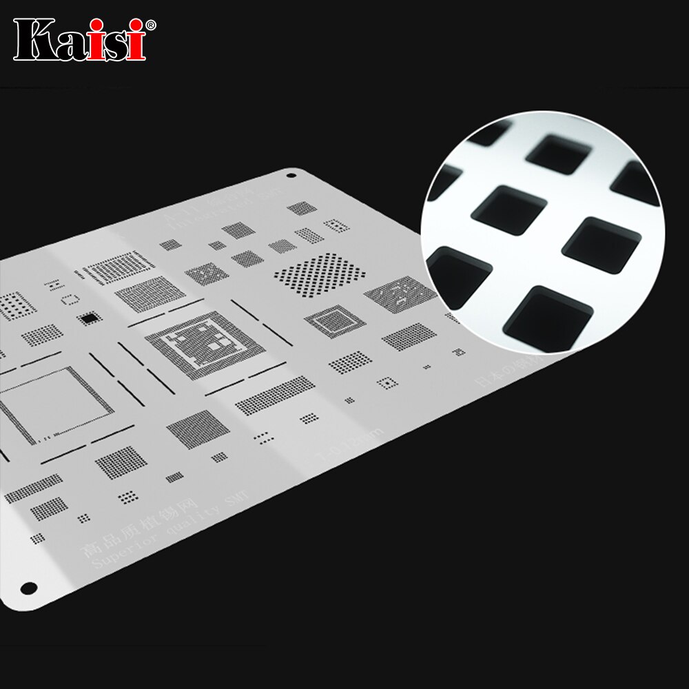 Kaisi 0,12mm BGA Reballing Stencil Kit de soldadura plantilla para iPhone IC CPU A8A9A10A11A12A13 11Pro/Max XS XR 8 8P 7P 6S 6P 5S