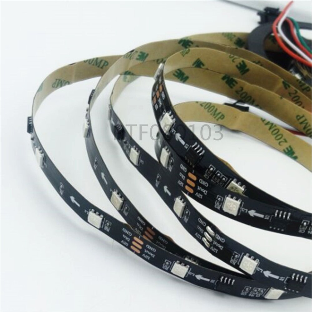 12 V WS2811 Adressierbare RGB Pixel LED-streifen 30LED/M, 1 Externe 2811 ic Kontrolle 3 LED, 5050 SMD IP20 Nicht-wasserdichte Schwarz PCB