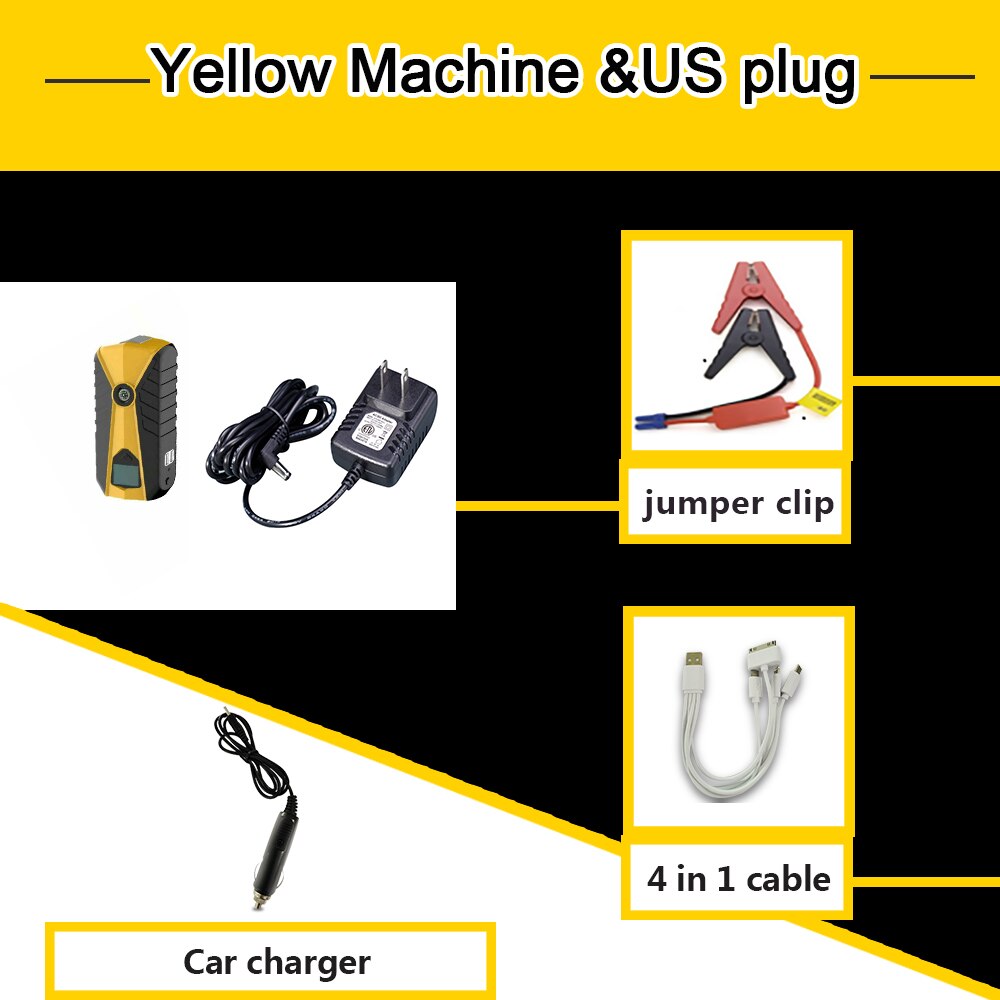 Mini Batterij Booster Auto Roadside Emergency Kit Auto Nood Tool Kit: Yellow and US