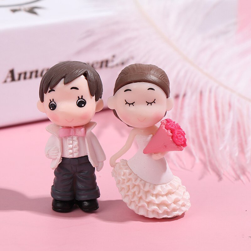 1 Pair Resin Fairy Garden Couples Figurines Wedding Miniature Lovers Home Decor