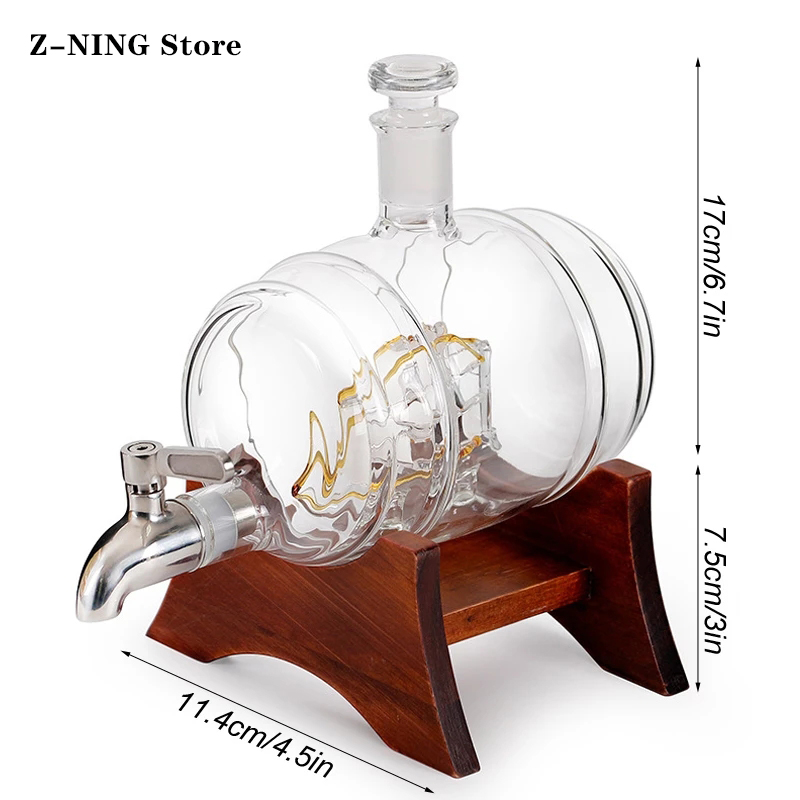 1000ml Barrel Shape Wine Dispenser, Glass Wine Bottle Holder, Whiskey Glass Wine Set Wine Decanter Hand Blown Glass