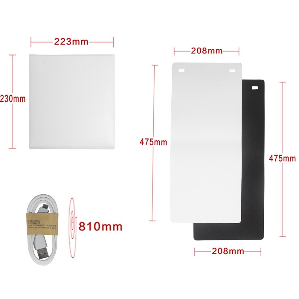 20cm Simple LED Light Box Portable Mini Light Box Tabletop Shooting Softbox Photophone for Object Photography