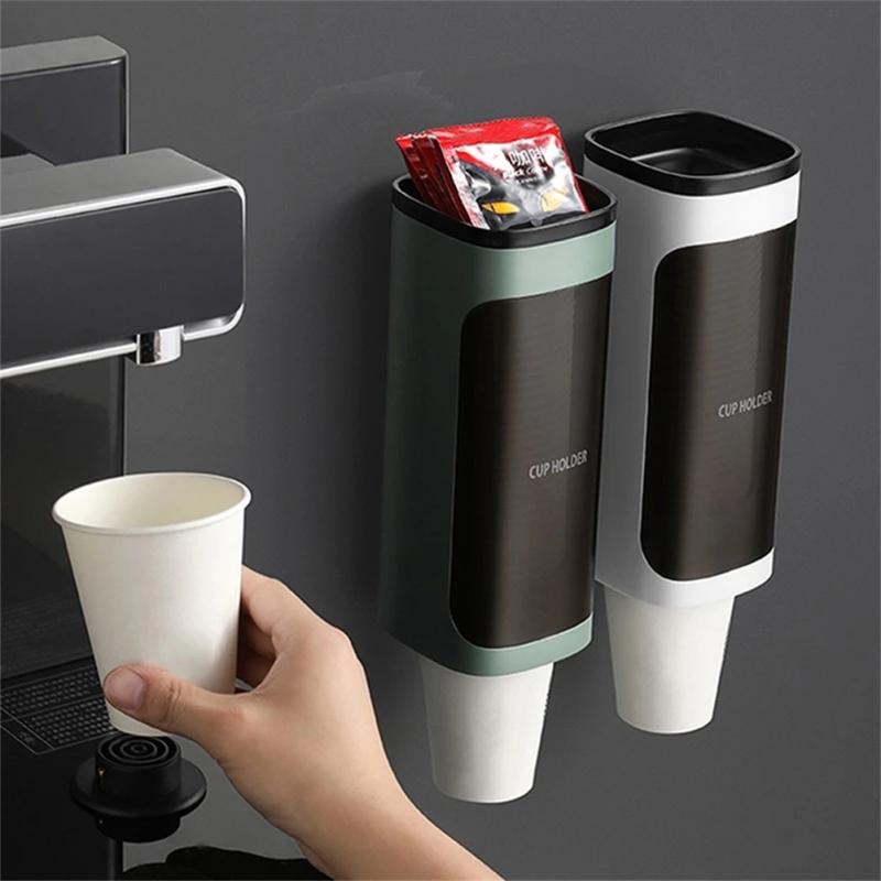 Dispensador de agua, soporte para vasos de papel, soporte para vasos de papel, estante de almacenamiento para tazas, organizador automático de cuentagotas para tazas