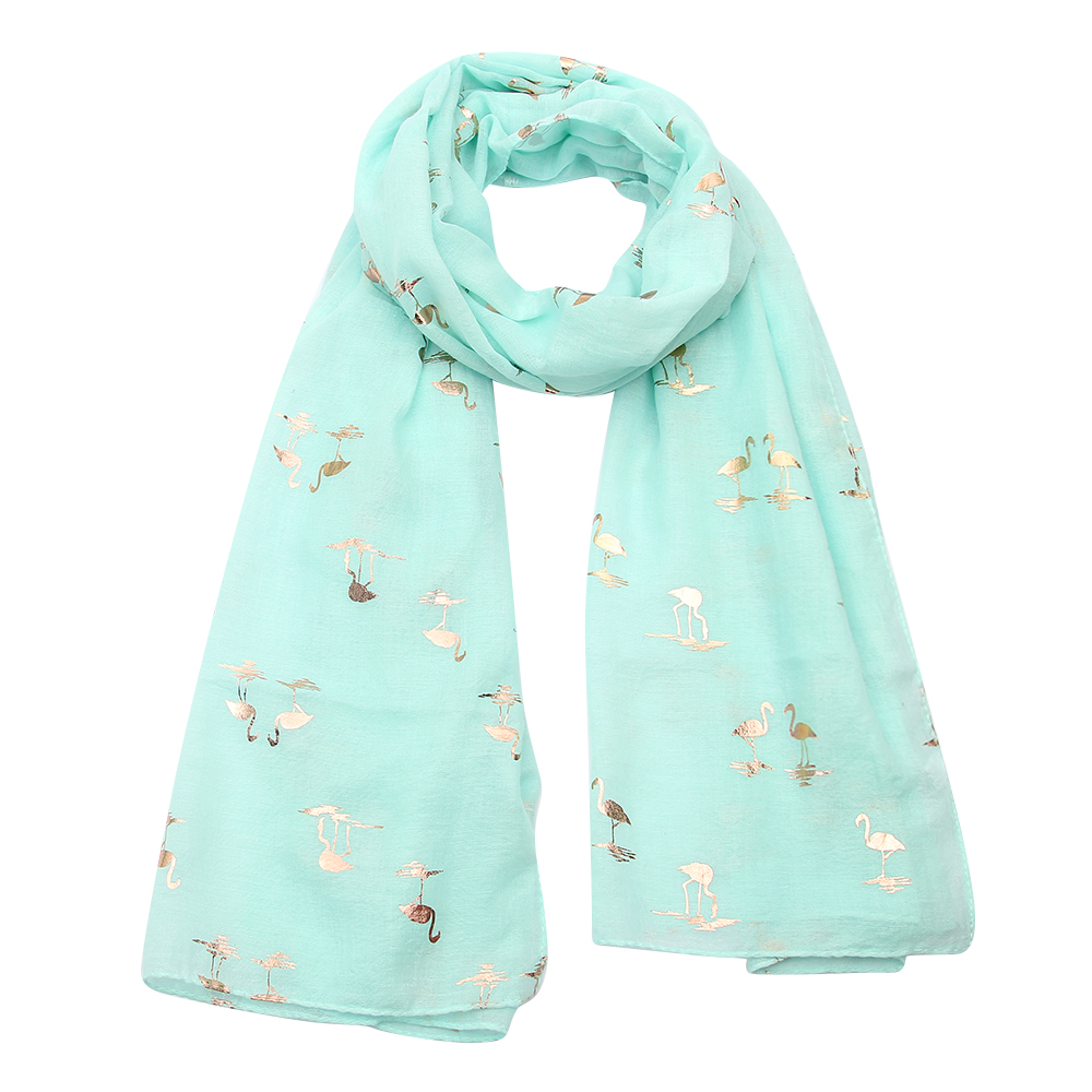Foxmother Mode Glanzende Roze Mint Bronzing Folie Goud Flamingo Swan Ring Sjaal Snood Foulard Sjaal Vrouwen