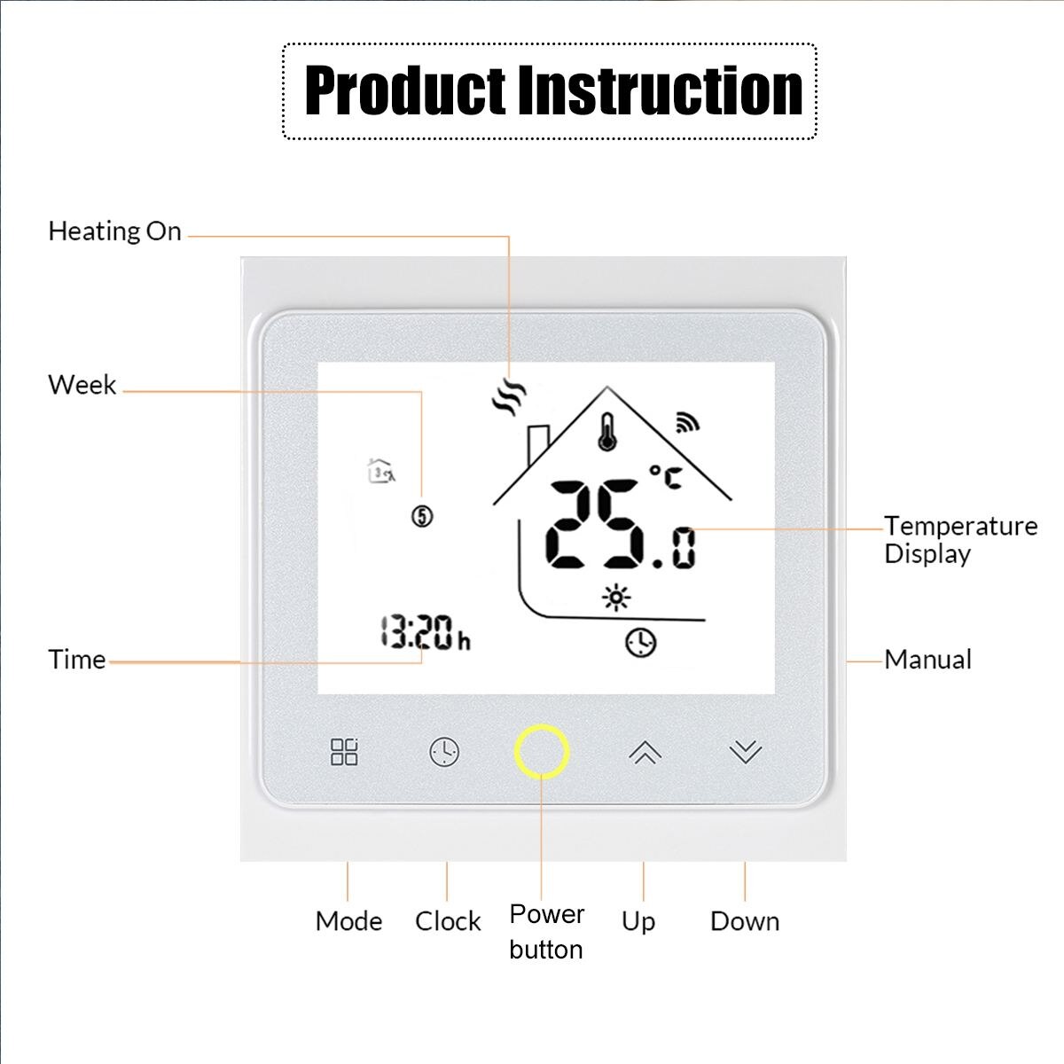 3V WiFi Smart Touch Thermostat Temperature Controller for Water/Electric floor Heating Water/Gas Boiler Tuya APP Remote Control