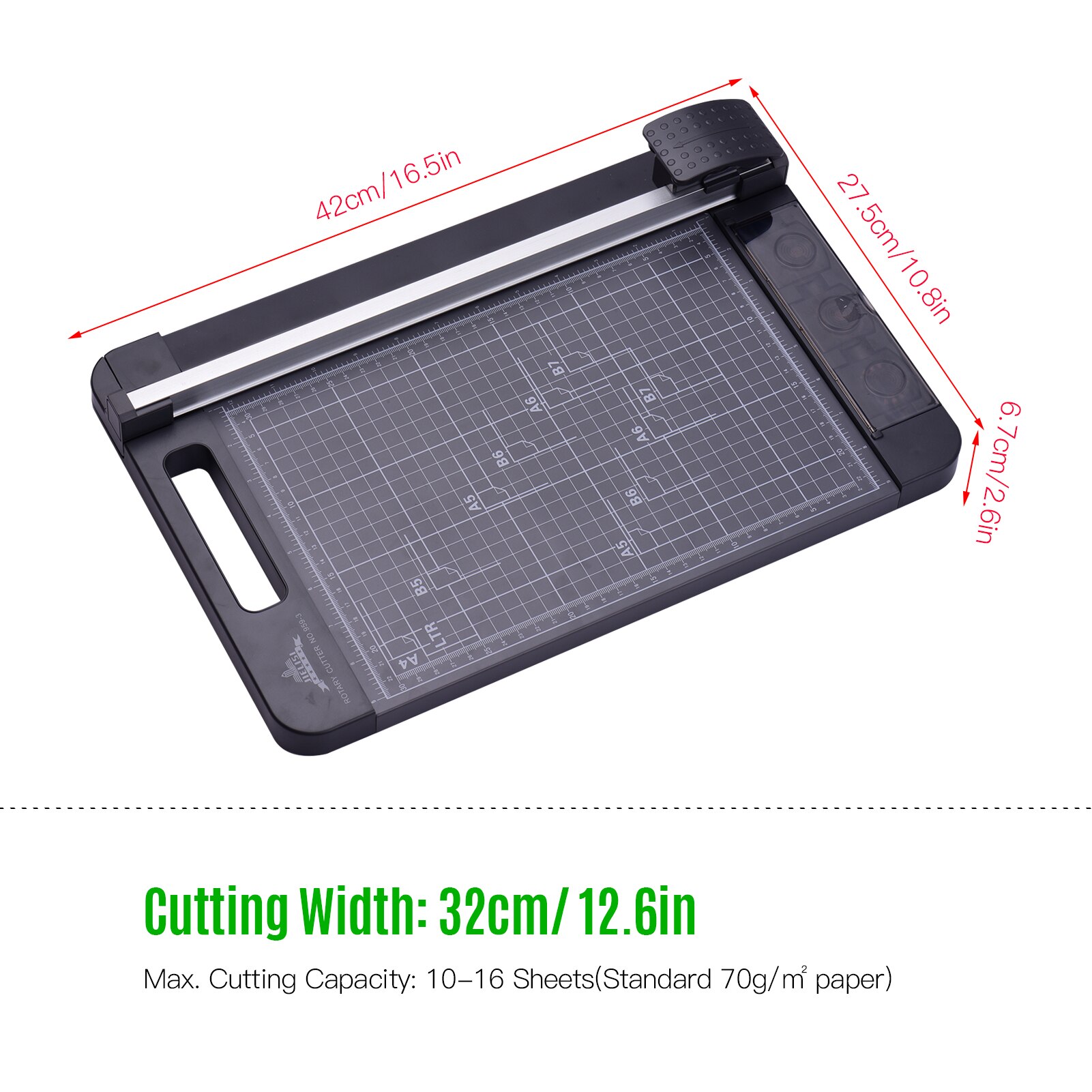 3-in-1 Paper Trimmer Multi-Functional A4 Paper Cutter Straight Skip Wave Cutter with 12.6 Inch Cut Length for Photo Laminated