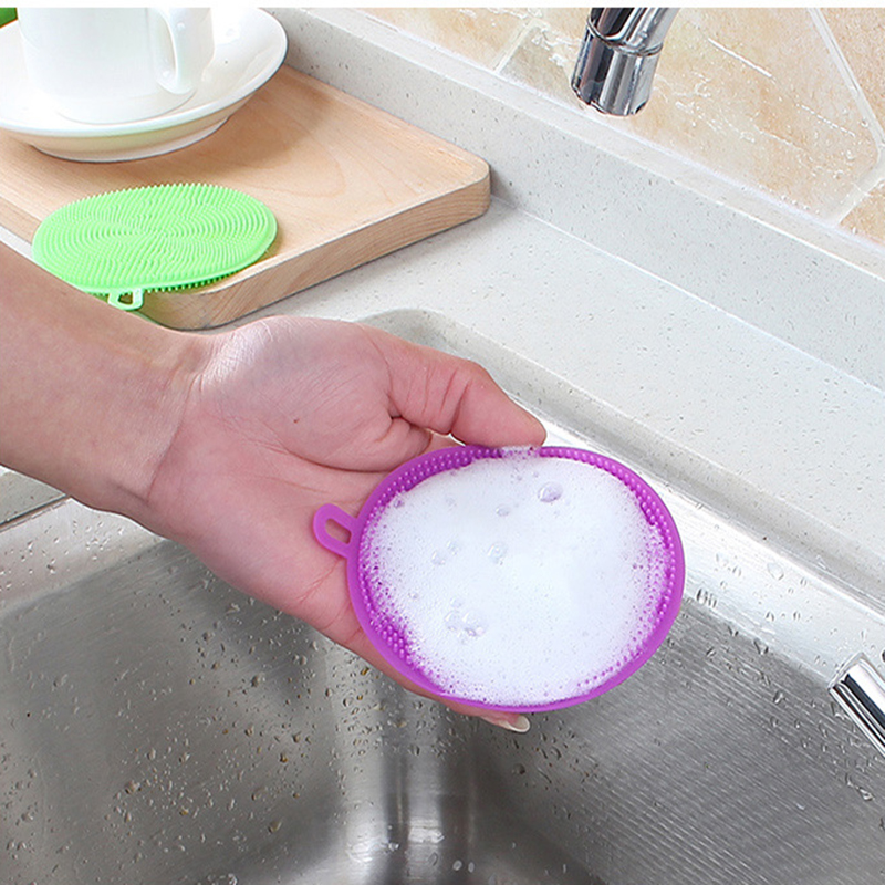 Esponja antibacteriana de silicona para lavar platos, cepillo de silicona multifunción para cocina, herramienta pequeña, protección ambiental duradera