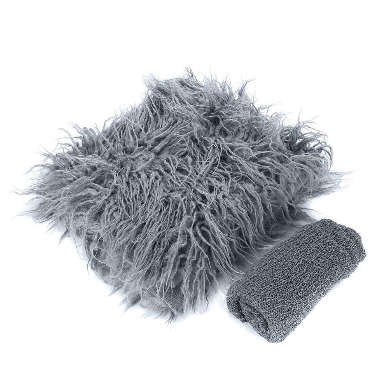 2 uds accesorios de fotografía recién nacido manta de bebé envoltura para fotografía Shaggy alfombra U50F: 4