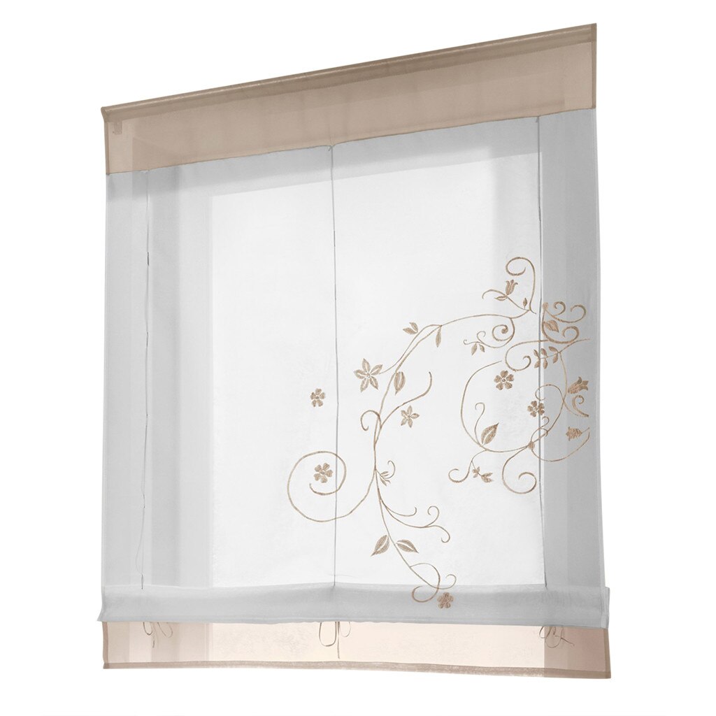 Cortinas romanas bordadas, tul, cortina de ventana moderna para habitación Pastoral, decoración de ventanas de pared, MAR6, novedad: Khaki