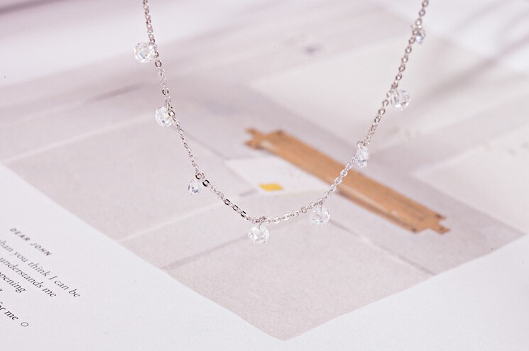925 argent sterling zircon gland colliers et pendentifs pour les femmes long déclaration collier sterling-argent-bijoux