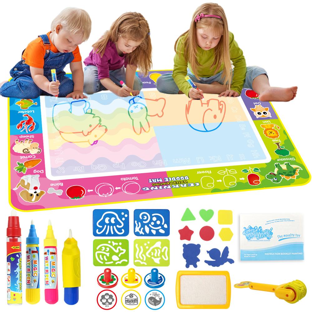 6 Soorten Big Size Magic Water Doodle Mat 4 Pennen & Postzegels Set Tekenen Schilderen Board Art Vroege Educatief Speelgoed Voor Kids