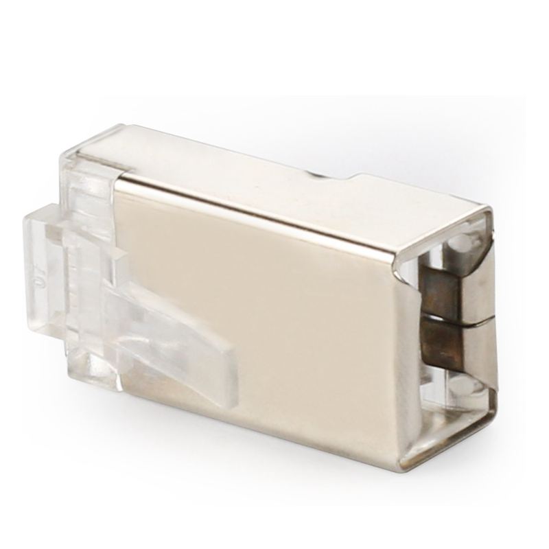 Conector RJ45 blindado CAT5E CAT6, conector Ethernet de crimpado STP 8P8C, conectores modulares de cristal, 100 piezas