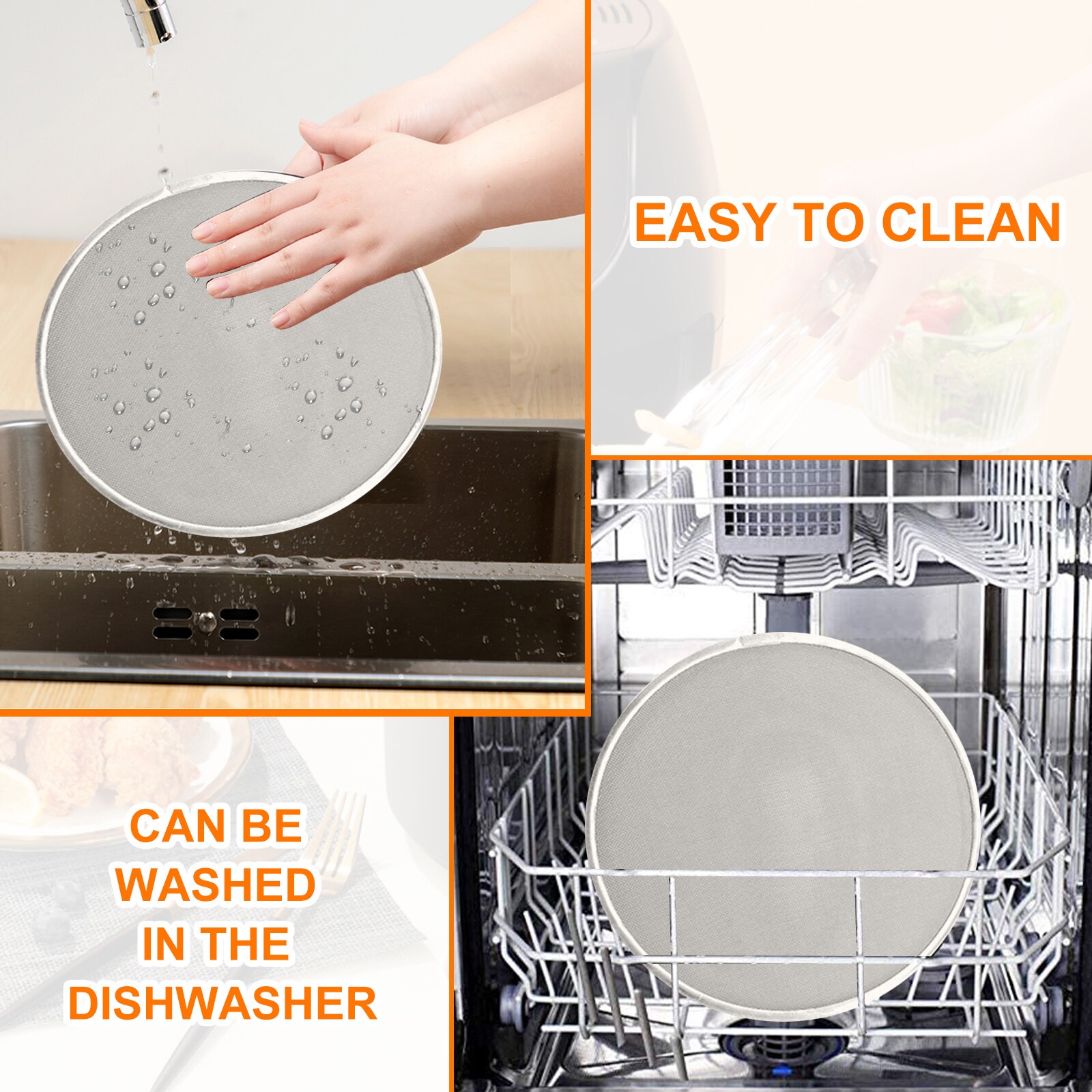 Air Fryer Accessories Splash Screen Oil-Proof Net Stainless Steel Oil Splash Lid Fine Mesh Air Frying Pot Splatter Screen Guard