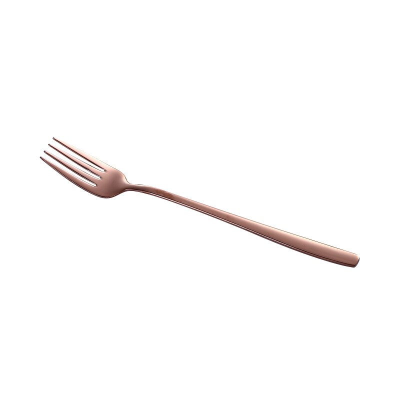 1PC Dessert Spoon Stainless Steel Vacuum Plating Coffee Dessert Stirring Spoon Shovel Long Handle Fruit Salad Forks: Fork-3
