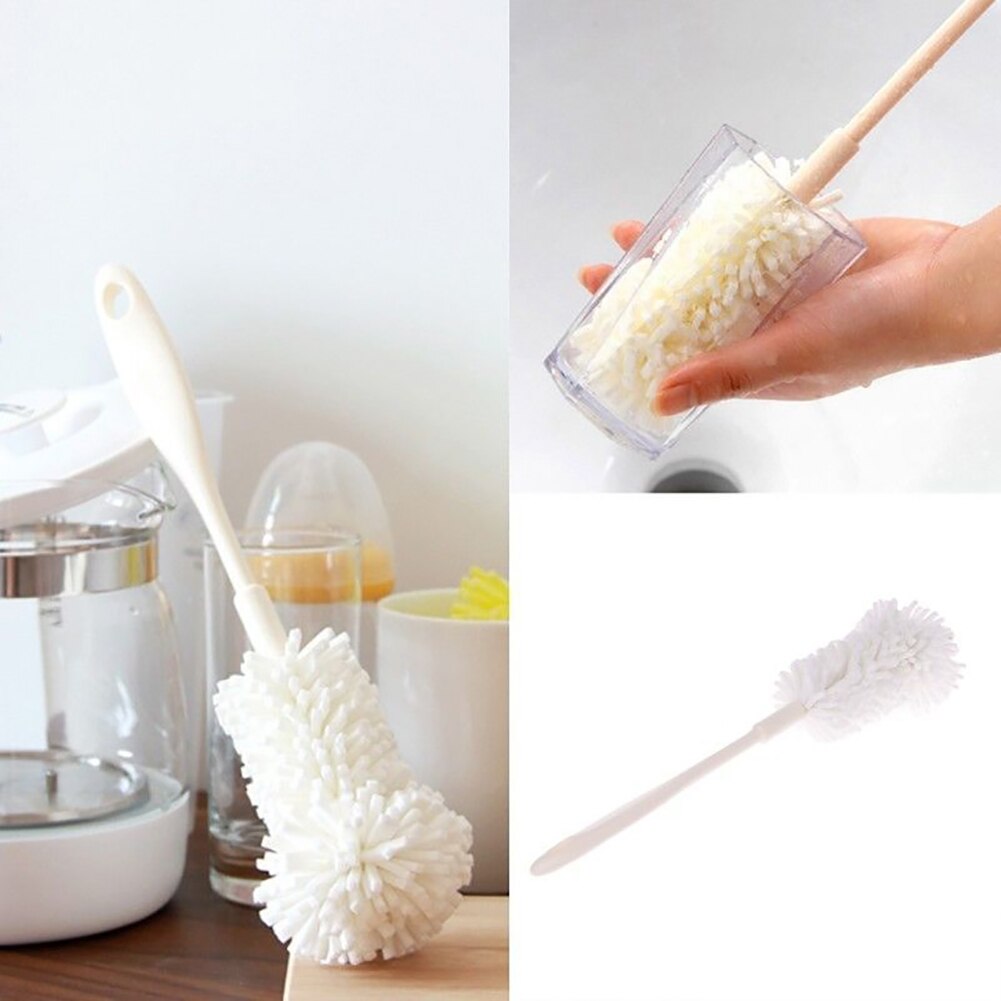 Couleur blanche tasse brosse cuisine nettoyage éponge brosse pour verre à vin bouteille café thé verre nettoyant famille lavage brosses outils