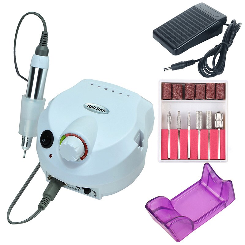 Máquina pulidora eléctrica para uñas, 35000RPM, para manicura y pedicura, taladro potente para salón, máquina a pedales taladro para uñas: 35000 white