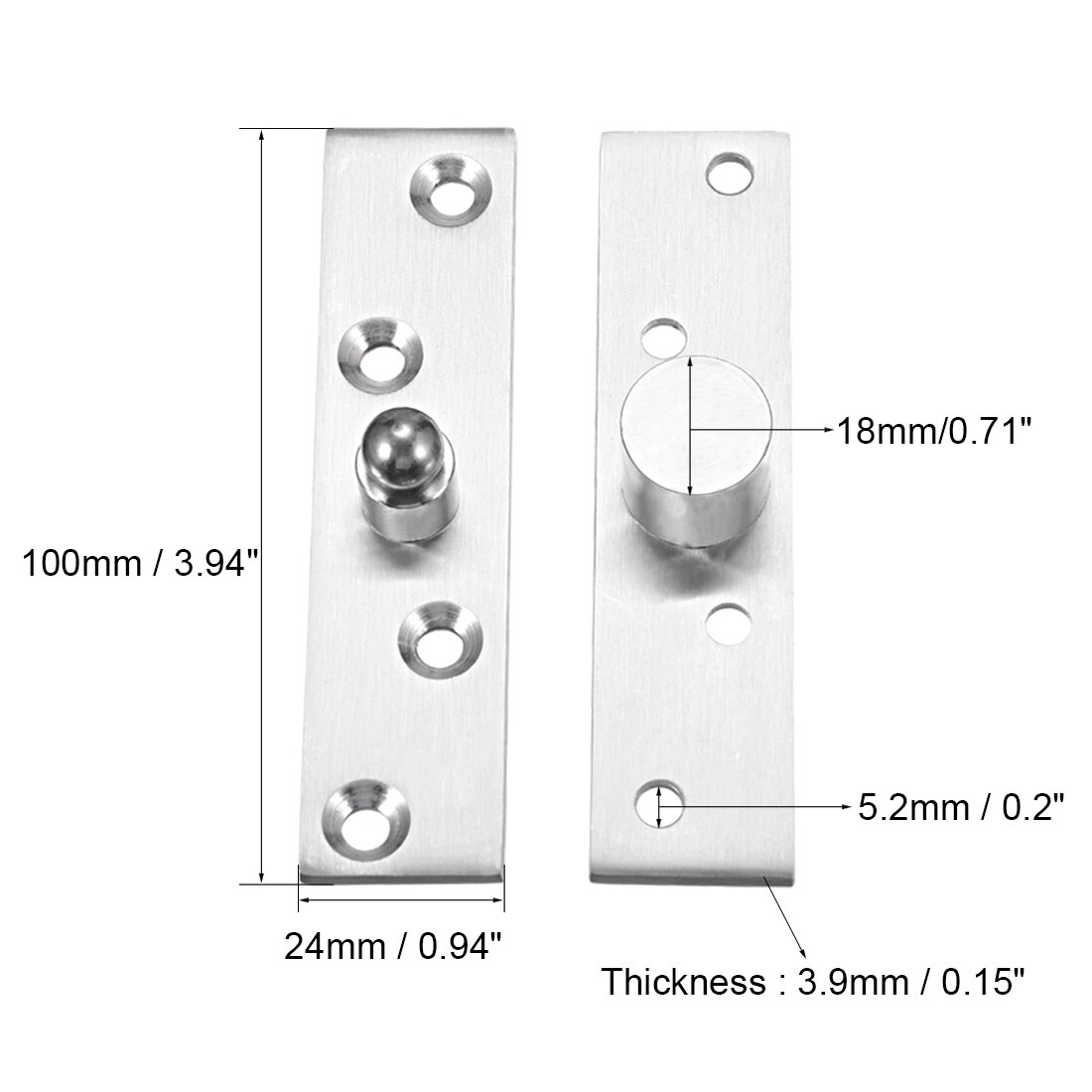 Uxcell 1 Set Rvs 360 Graden Deur Pivot Scharnier 100X24Mm