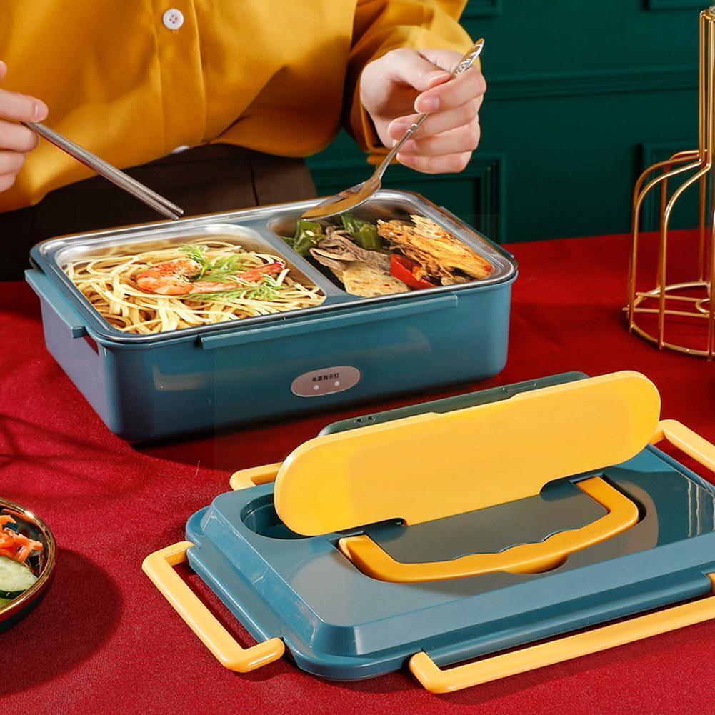 2 In1 Electric Heated Lunch Box 220V 110V 24V 12V Steel Food Heater Heating Container Food Warmer R7X7