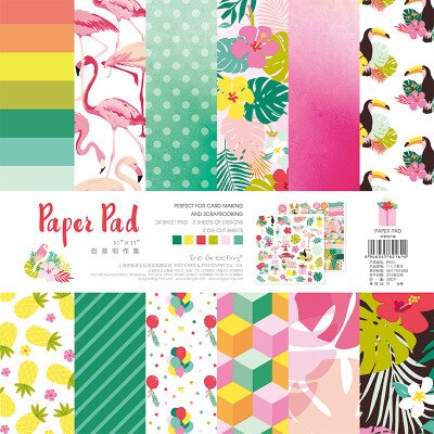 Pack Papier Scrapbooking - 25.5cm - 26 Feuilles - Fleurs Papillon Fond - DIY Motifs Créatifs: 015