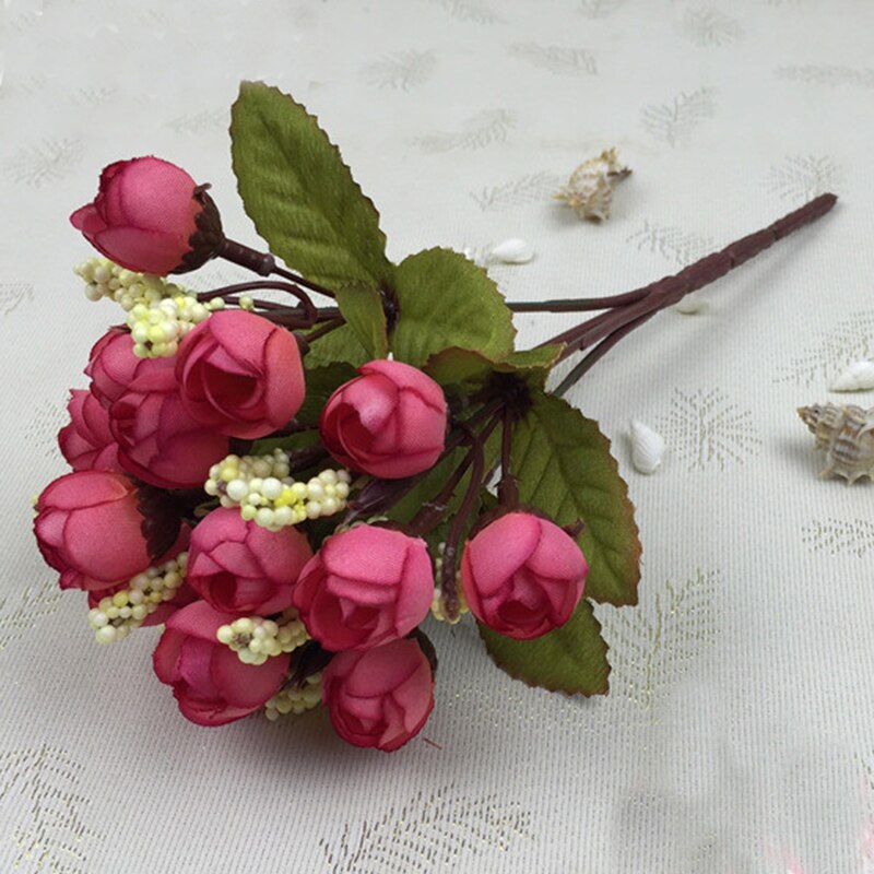 15 têtes de roses bractées simulation fleurs soie rose fleurs pour décoration maison mariage fête festival: Un