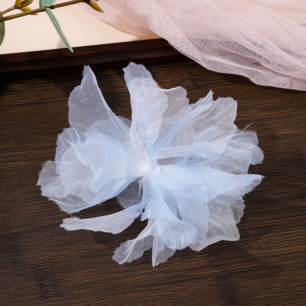 10 Stück künstliche Blumen, 3D-Organza-Blumenapplikationen, Blüzehn, DIY-Bastelarbeiten, Stoffapplikationen, mehrschichtige handgefertigte Stoffapplikationen, Kleiderdekoration: antikes Silber
