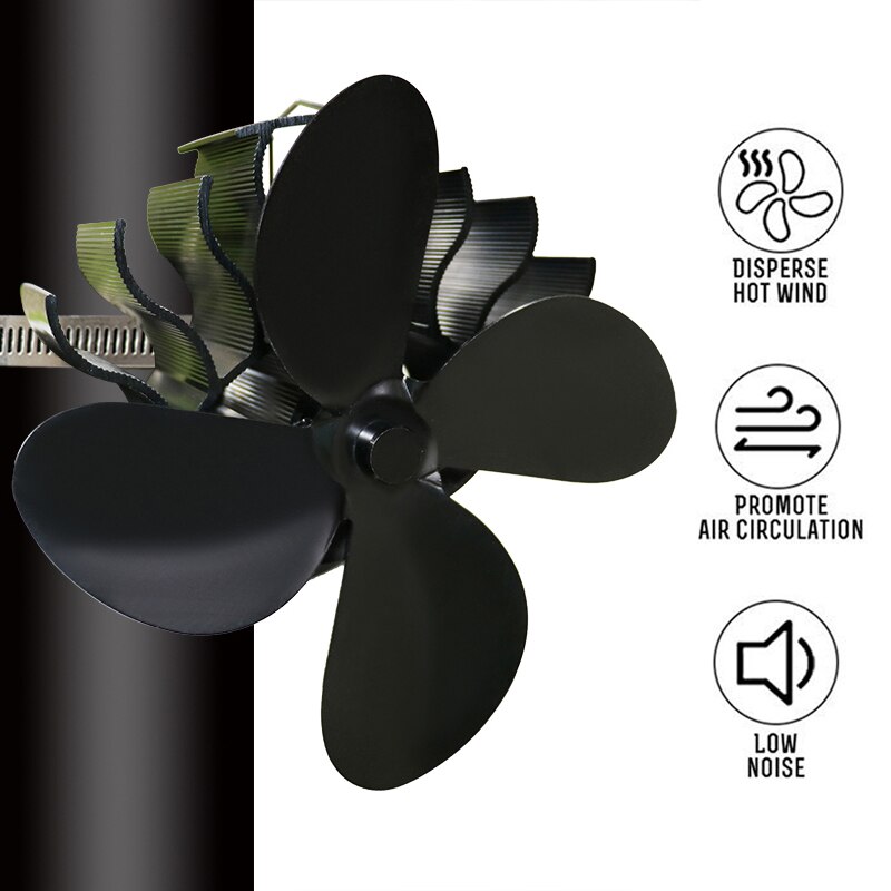Wall Mounted 4 Blades Warmte Aangedreven Kachel Fan Eco Haard Fan Hout Brander Rustig Energiebesparing Thuis Efficiënte Warmteverdeling