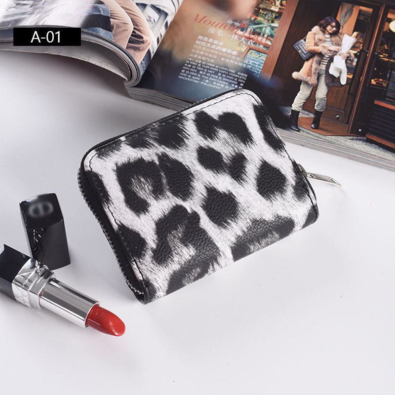 AIREEBAY Women Short Wallets Vintage Leopard Prints Coin Purse For Girls Clutch Bag PU Leather Ladies Card Holder: A7010whiteleopard S