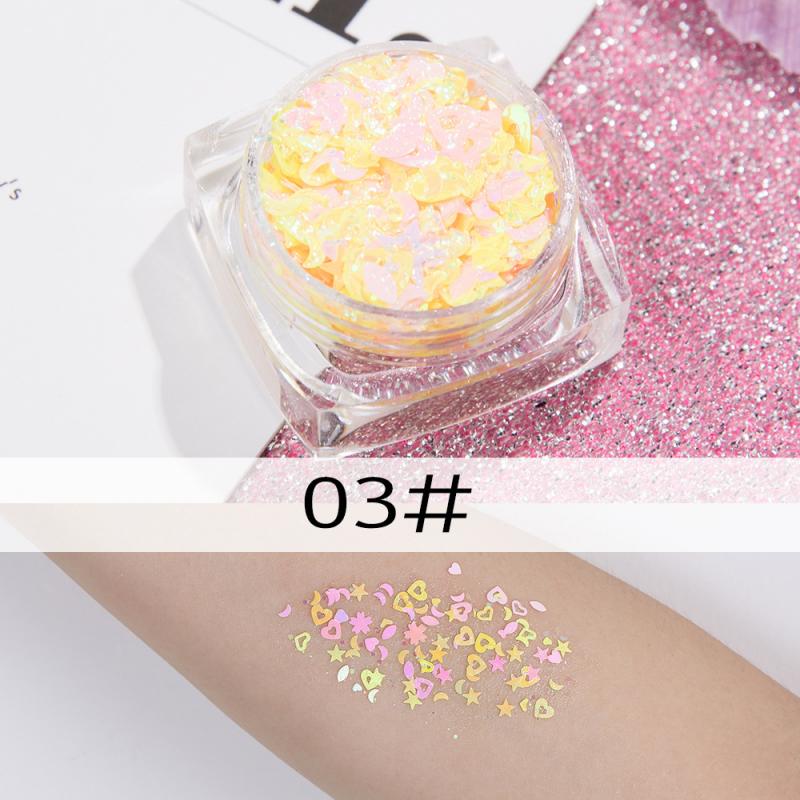 Flerfärgad diamant glitter ögonmakeup kind nagelkonst dekoration paljetter hud highlighter ansikte festival smink kosmetika tslm 1: 09