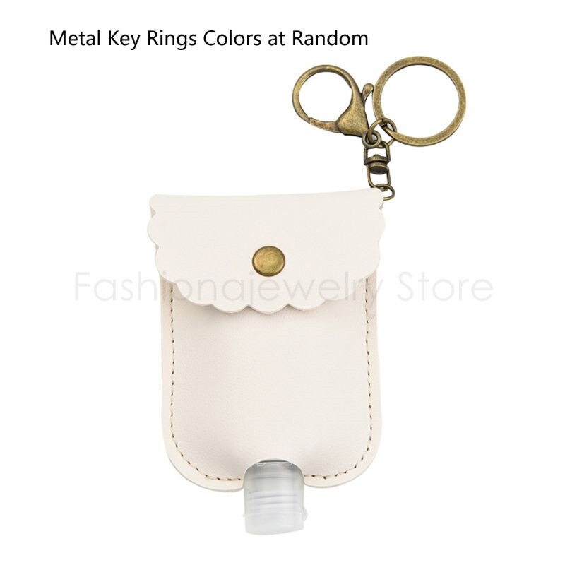 60ml Tragbare Squeeze Flasche Leere Dicht Kunststoff Reise Flasche für Hand Sanitizer mit Leder Keychain Halter Clips: WHITE