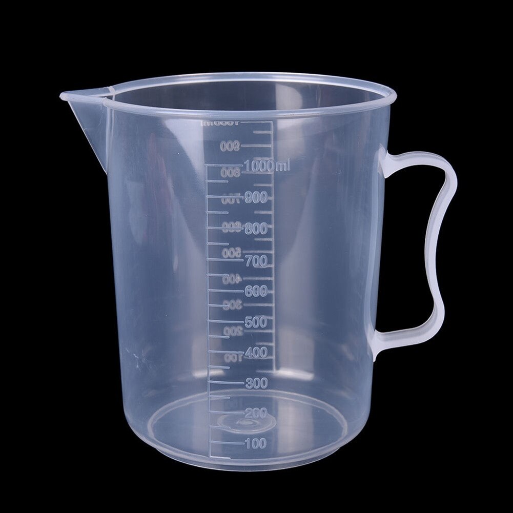 Vaso de medición graduado de plástico transparente de 20ml/30ml /50ml /300ml /500ml/1000ml para hornear vaso de precipitados, recipiente para jarra de medir líquido: 1000ML