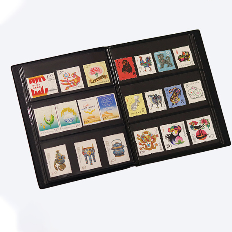 Libro de álbum de colección de sellos postales, bolsa de almacenamiento de colección de sellos de doble cara, folleto de colección de sellos vacíos, 20 hojas