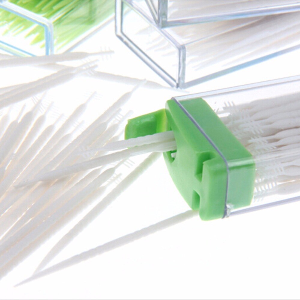 50 Stks/pak 2 Manier Oral Dental Plastic Tooth Pick Interdentale Borstel Tandenstokers Met Draagbare Case Kleur Willekeurige