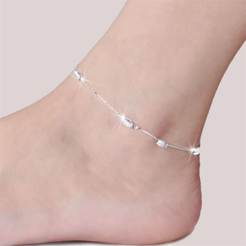 Qualidade superior 925 prata tornozeleiras para as mulheres jóias moda fosco bola anklet menina acessórios na moda bolas de oliva tornozeleiras feminino