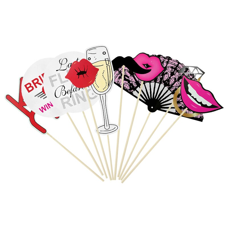 10pcs Wedding Photo Booth Props Just Married Photobooth Party Decorations Team Bride Bridal Shower Bachelorette Accessories