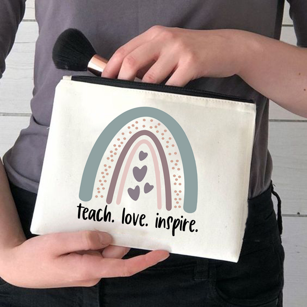 Rainbow Mama torby kosmetyczne piękny nauczyciel torebki na makijaż moda etui na przybory do makijażu zabawna torba do przechowywania duże etui podróżne wielokrotnego użytku: W04063-TBWH-D