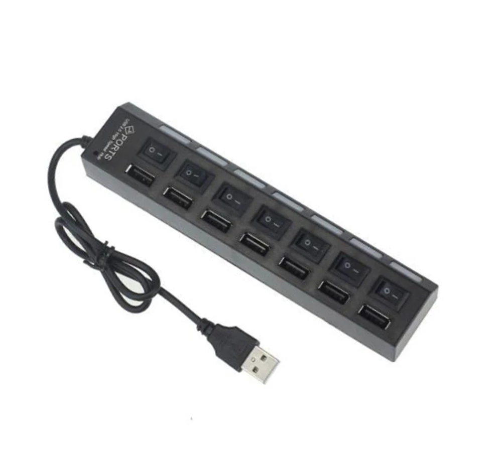 Usb-hub usb-bryter usb-hub 2.0- adapter høyhastighets multi 7- bærere hub usb med av/på bærbar usb-splitter til datamaskin pc bærbar pc