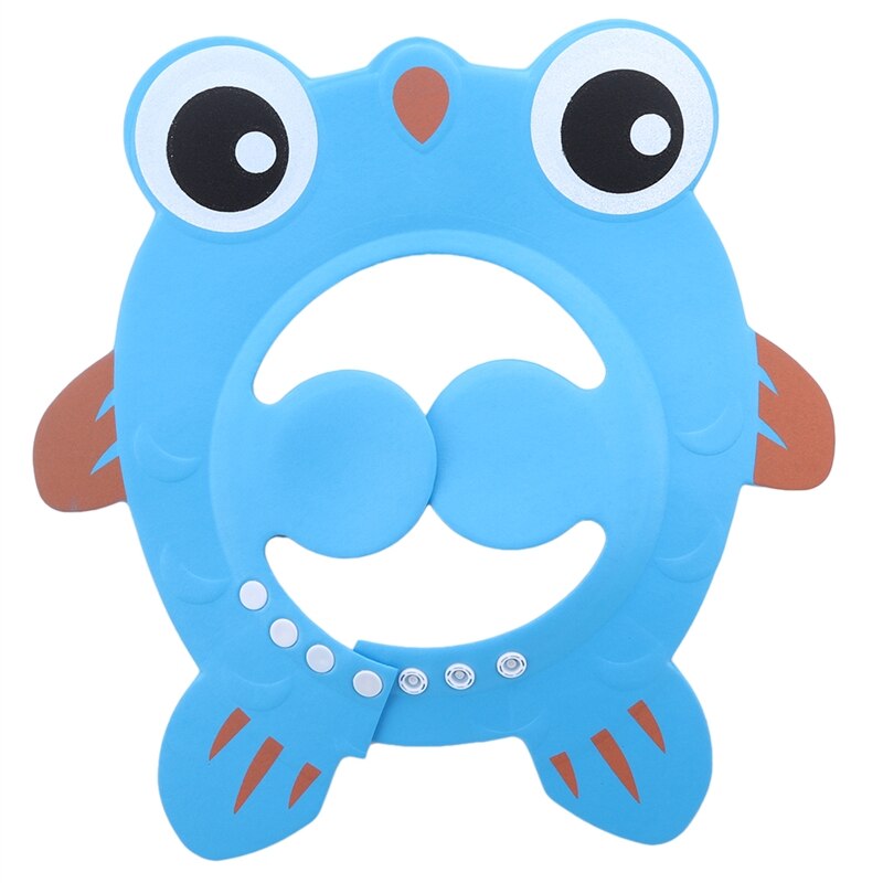 Baby Cute Cartoon Animal Shower Shampoo Caps Plasitc Waterproof Ear Eye Protection Child Hat Adjustable Bath Shield: blue
