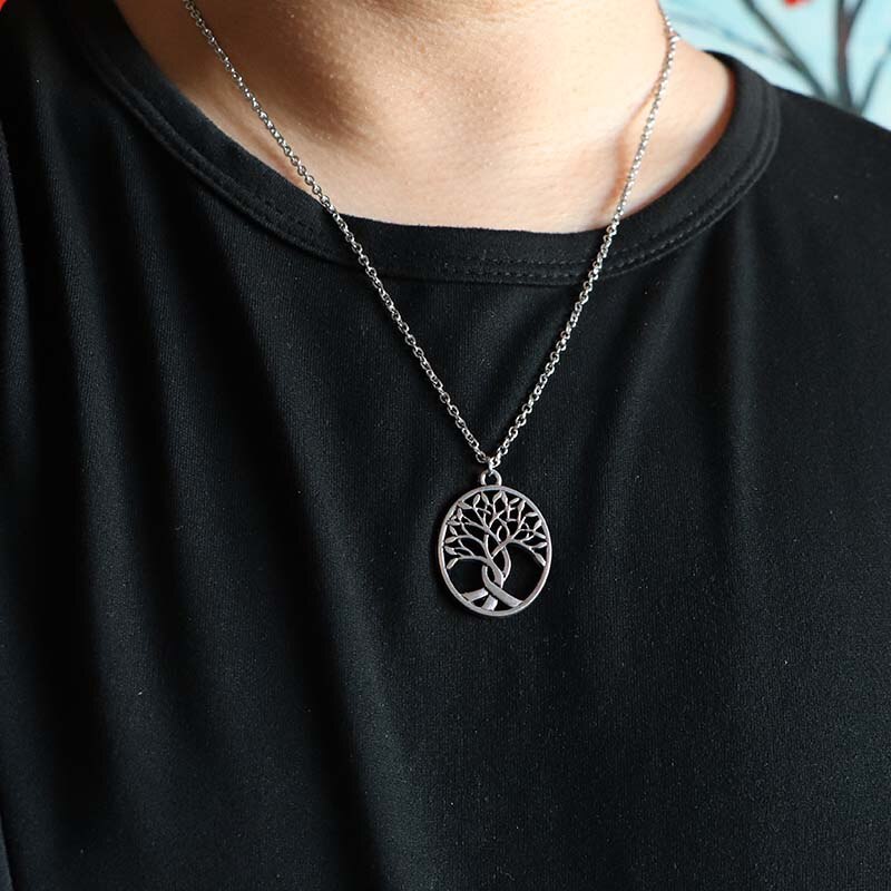 Girocollo del bambino delle donne dei monili della collana del pendente chiave dell'ancora dell'albero di lusso della catena dell'acciaio inossidabile di stile popolare per il partito dell'amica femminile
