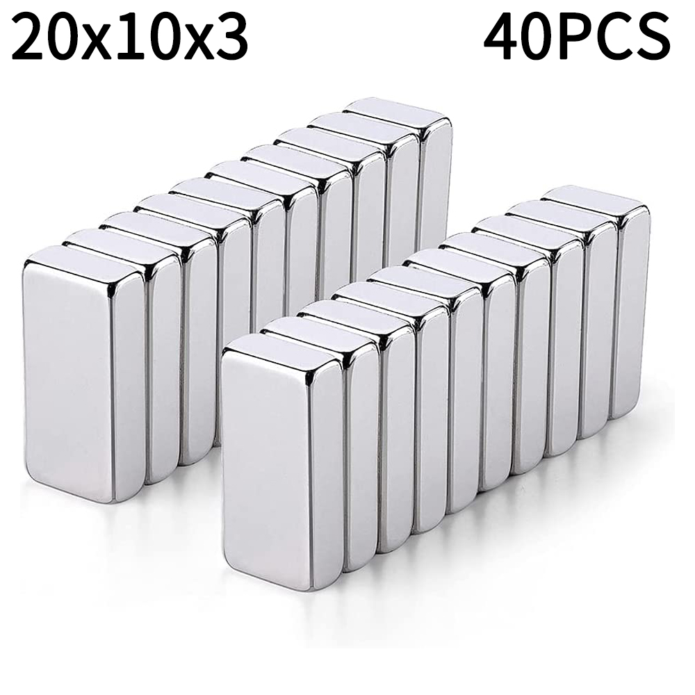 20-100 Stuks Super Sterke Neodymium Imanes 10/15/20mm X 5/10mm X 3mm N35 NdFeB Blok Imanes Vierkante Magneten Koelkast Stickers: Blauw