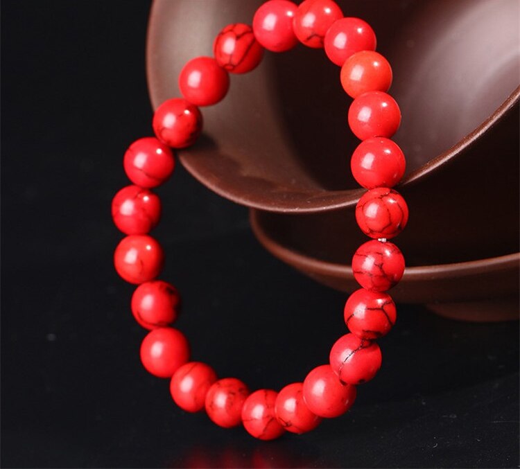 BEAUCHA Red Color Elastic Cord Bracelets Gem Natural Stone Stretch Women Bracelet Pulserase Jewelry Charm Expandable 6-8-10-12mm