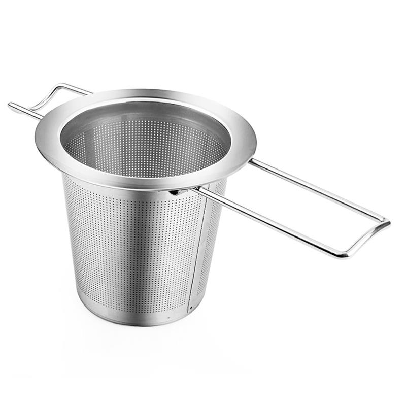 Gjenbrukbar 304 rustfritt stål te sil filter filter kurv folding te infuser kurv med lokk te sil til tekanne: Uten lokk